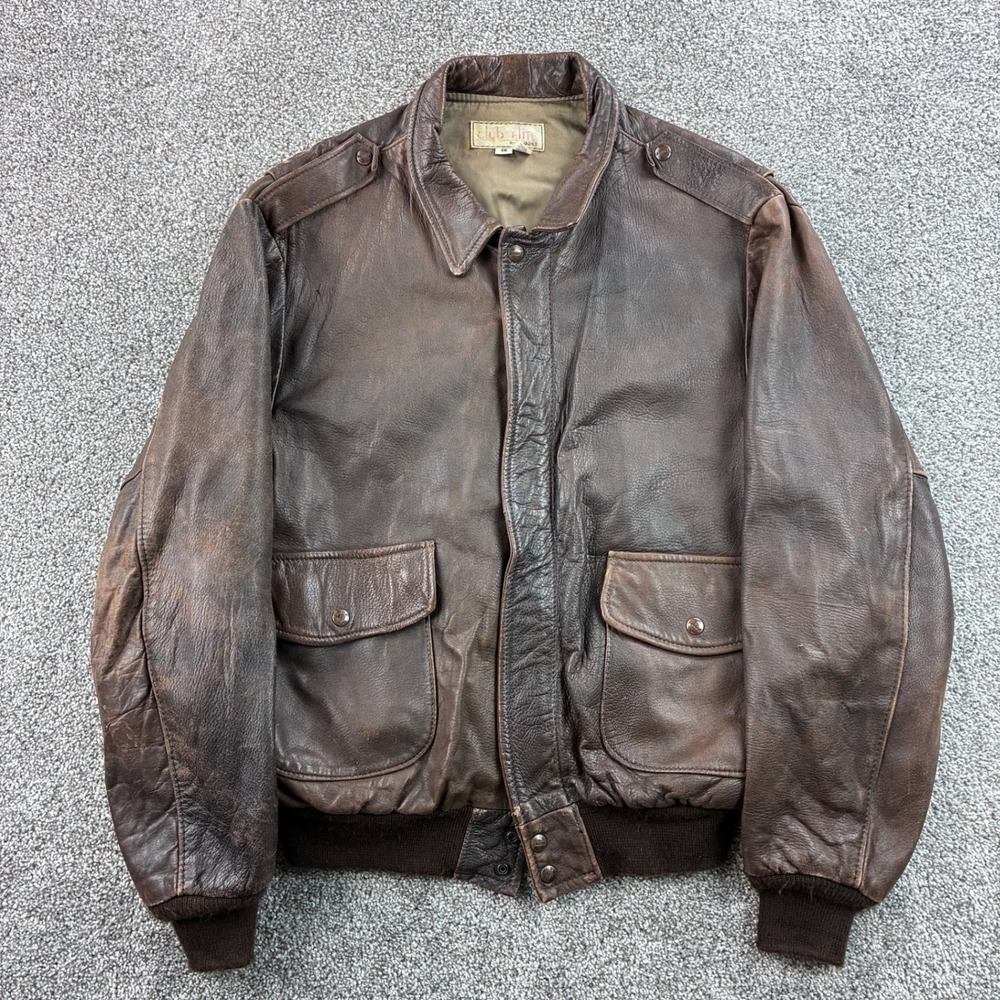 Vintage Brooks A-2 Flight Jacket Mens 46 Brown Leather Bomber USA Club Elite